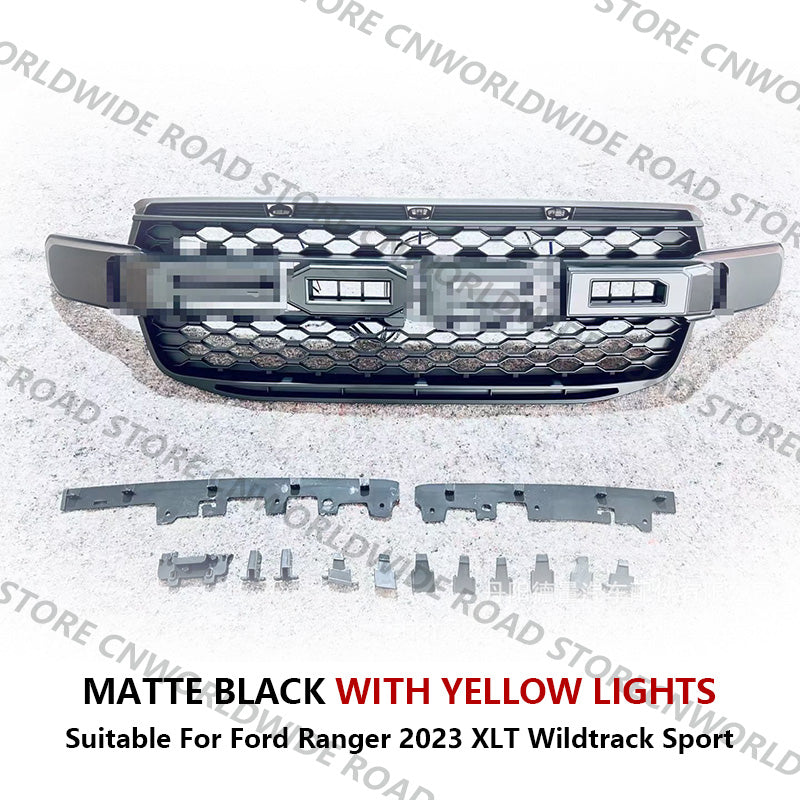 For FORD RANGER 2023 T9 MK4 PX4 High Version XLT WILDTRAK SPORT Front Grills Raptor Style Grille with Led Light Upgrade Tuning