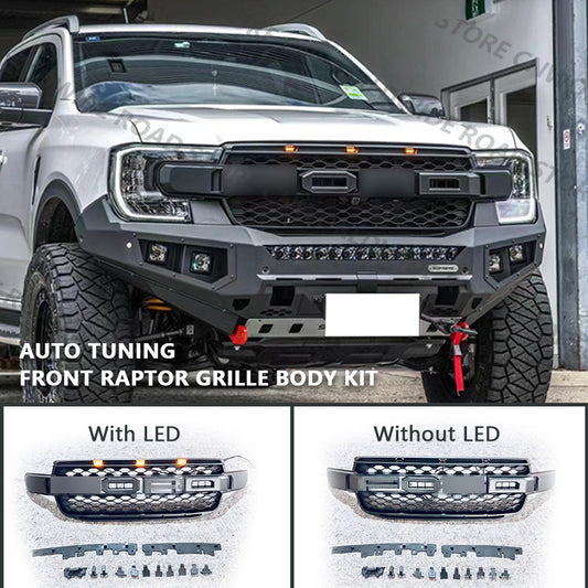For FORD RANGER 2023 T9 MK4 PX4 High Version XLT WILDTRAK SPORT Front Grills Raptor Style Grille with Led Light Upgrade Tuning